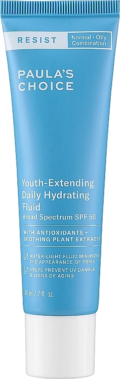 Увлажняющая эмульсия с SPF50 для лица и тела - Paula's Choice Resist Youth-Extending Daily Hydrating Fluid SPF50 — фото N1