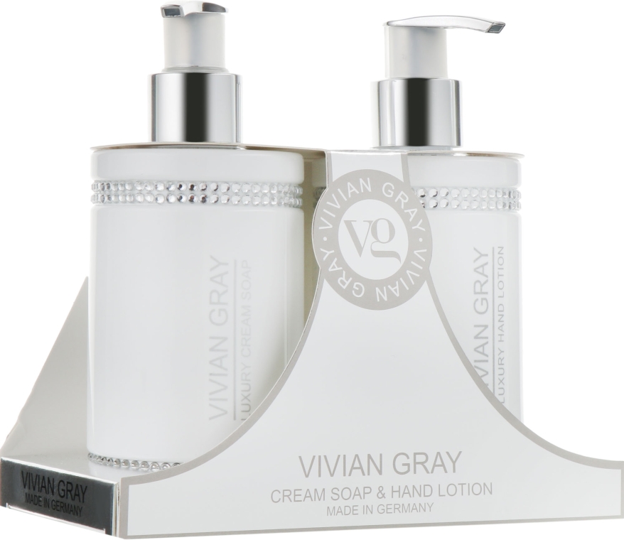 Набор для женщин - Vivian Gray White Crystals Set (cr/soap/250ml + h/lot/250ml) — фото N1