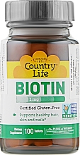Парфумерія, косметика Біотин, 1000 мкг - Country Life Biotin