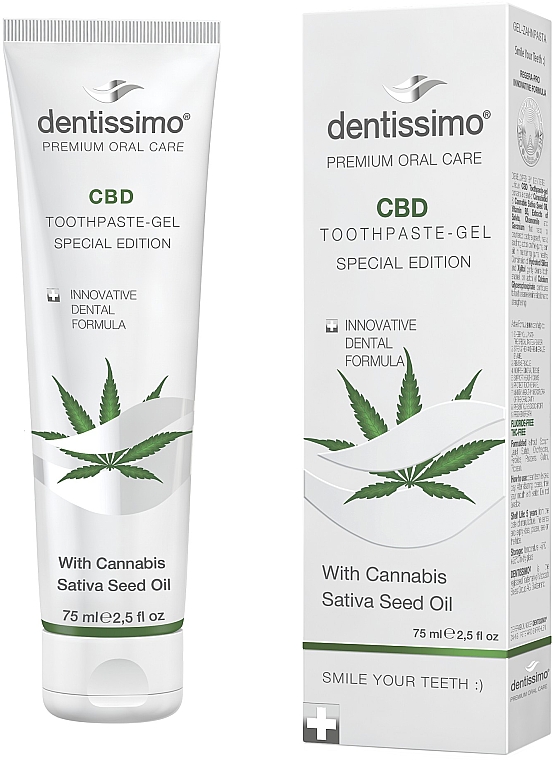 Зубная паста-гель с маслом семян конопли - Dentissimo CBD Toothpaste-Gel Special Edition with Cannabis Sativa Seed Oil