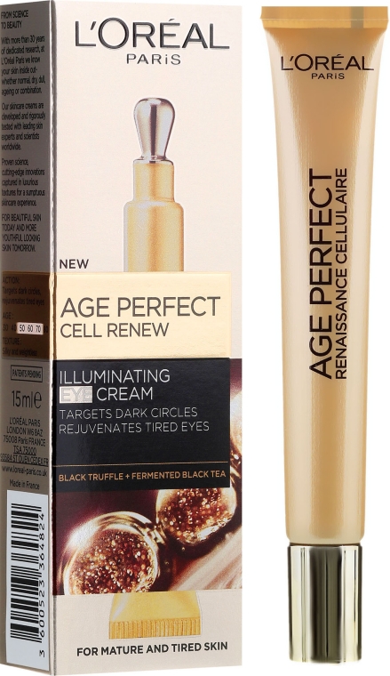 Крем для шкіри навколо очей - L'Oreal Paris Age Perfect Cell Renew Illuminating Eye Cream — фото N1