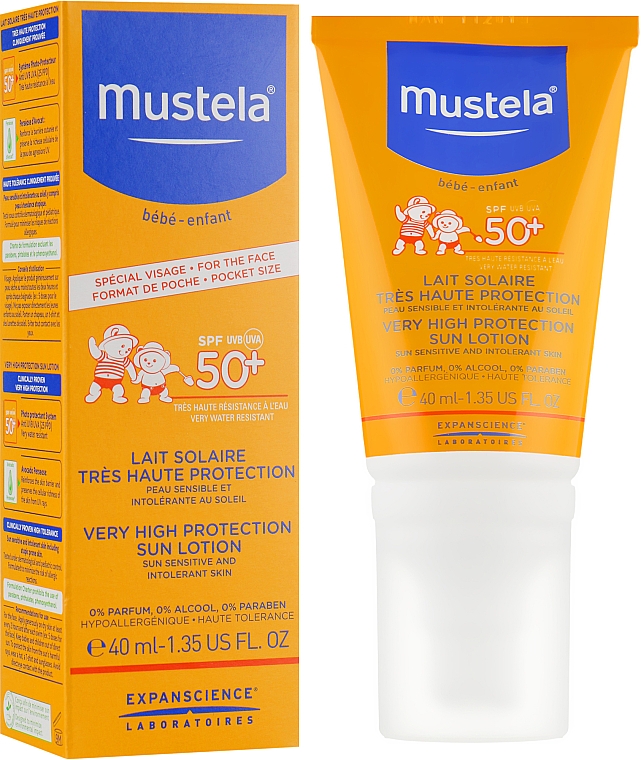 Солнцезащитный лосьон для лица с высокой степенью защиты - Mustela Bebe Enfant Very High Protection Face Sun Lotion SPF 50+