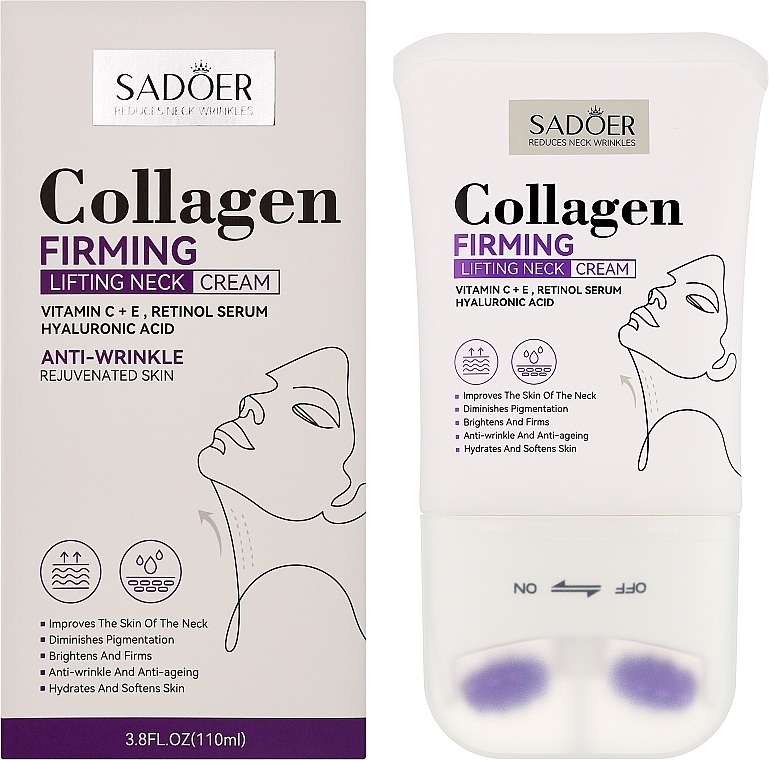 Крем-ролер для шиї - Sadoer Collagen Firming Lifting Neck Cream — фото N2