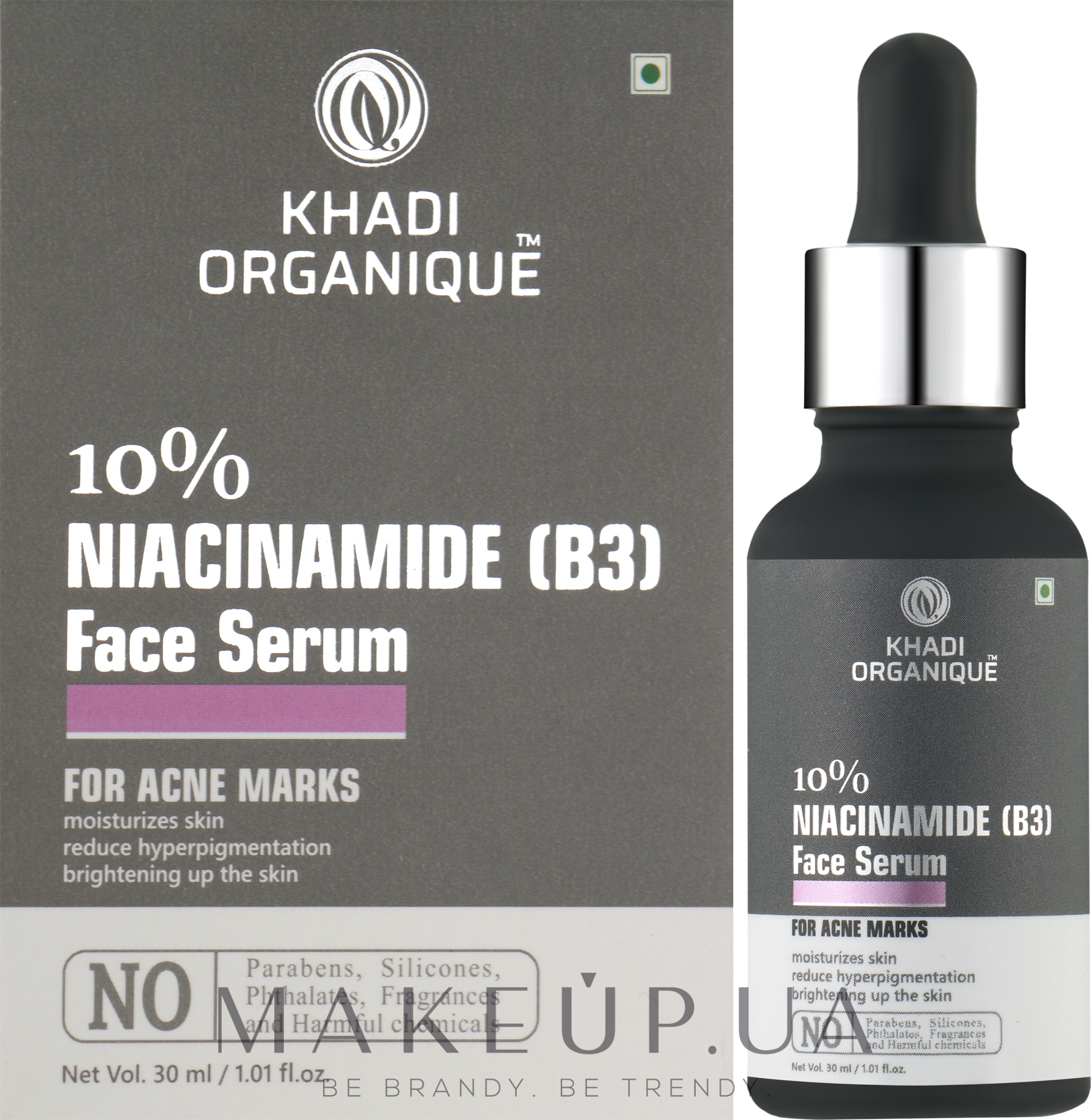 Антивікова зволожувальна сироватка з ніацинамідом (В3) 10% і цинком - Khadi Organique Niacinamide 10% + Zinc Anti-aging Face Serum — фото 30ml