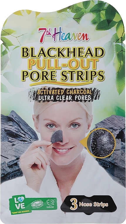 Очищувальні смужки для носа "Деревне вугілля" - 7th Heaven Charcoal Pore Strips — фото N1