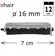Бигуди-коклюшки для холодной завивки, длина 7 см, d16 мм, серо-черные, 12 шт - Xhair — фото N2