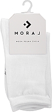 Жіночі високі однотонні шкарпетки, білі - Moraj — фото N1