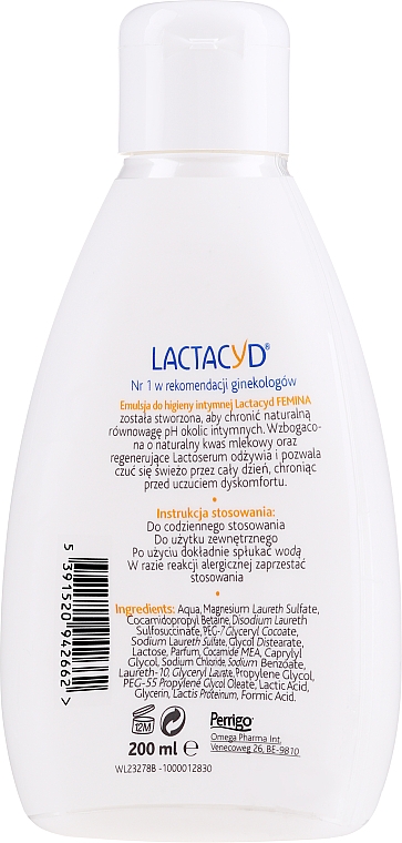 Засіб для інтимної гігієни, без дозатора - Lactacyd Femina Intimate Wash (без коробки) — фото N2