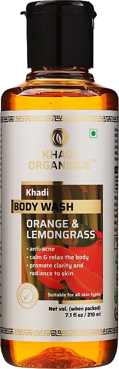 Натуральный аюрведический гель для душа "Апельсин и Лемонграсс" - Khadi Organique Orange & Lemongrass Body Wash — фото N3