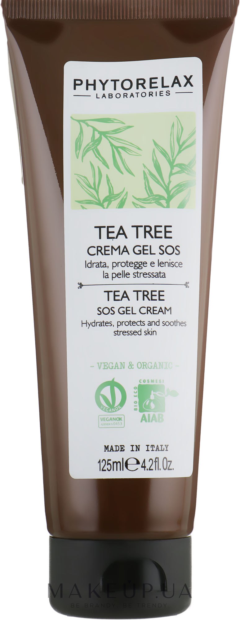 Крем-гель для шкіри зволожуючий, заспокійливий, пом’якшуючий SOS TEA TREE Vegan&Organic PhL - Phytorelax Laboratories Tea Tree SOS Cream Gel — фото 125ml