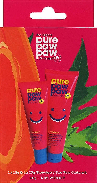 Набор восстанавливающих бальзамов для губ - Pure Paw Paw Duo Strawberry (lip/balm/15g + lip/balm/25g) — фото N1