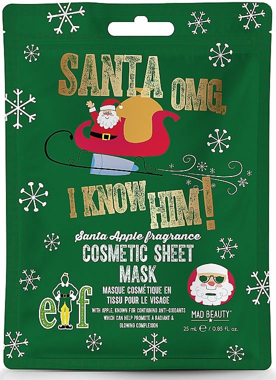 Тканинна освітлювальна маска для обличчя - Mad Beauty Elf Santa Cosmetic Sheet Mask — фото N1