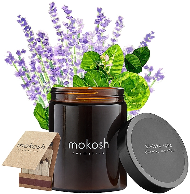Растительная соевая свеча "Идиллический луг" в стеклянной банке - Mokosh Cosmetics — фото N1