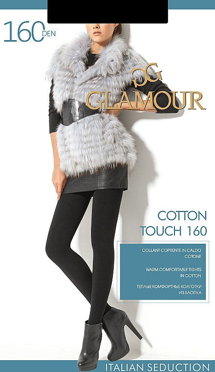 УЦЕНКА Колготки "Cotton Touch" 160 DEN, nero - Glamour * — фото N1