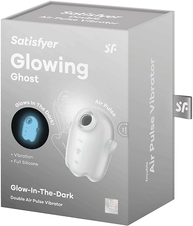 Вакуумный светящийся клиторальный стимулятор, белый - Satisfyer Glowing Ghost White — фото N1