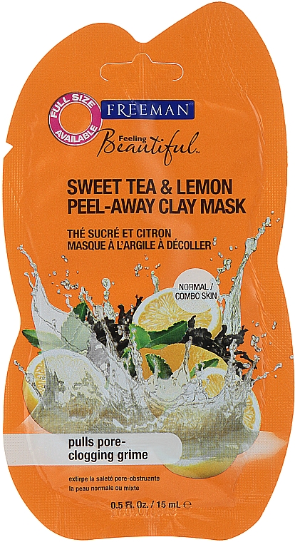 Маска-плівка глиняна для обличчя "Солодкий чай і лимон" - Freeman Feeling Beautiful Sweet Tea & Lemon Peel-Away Clay Mask (міні) — фото N1