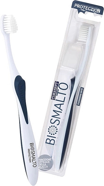 Зубна щітка, біла з темно-синім - Curaprox Curasept Biosmalto Cavity Protection Toothbrush — фото N1