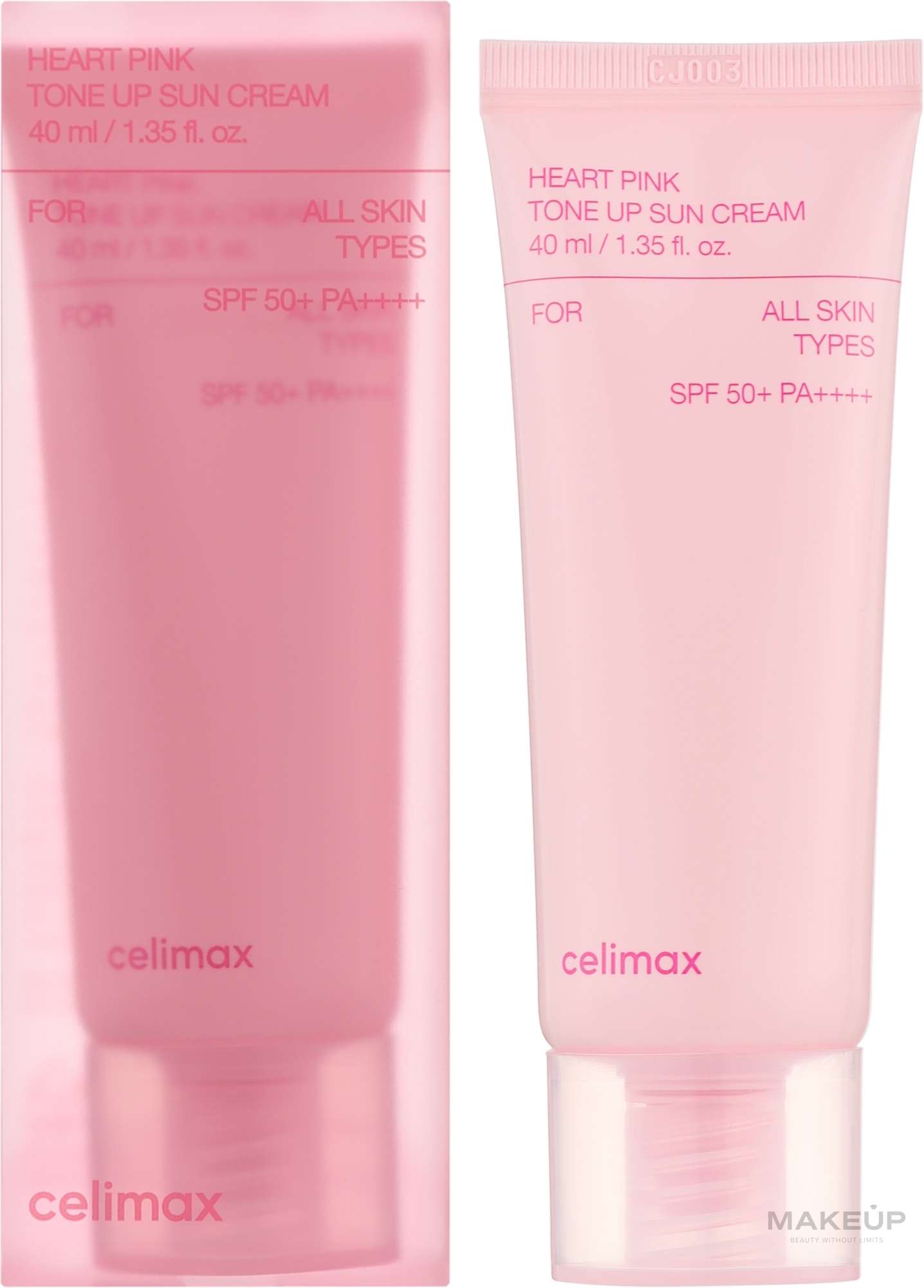 Солнцезащитный крем для сияния кожи - Celimax Heart Pink Tone Up Sun Cream SPF50+ PA++++ — фото 40ml