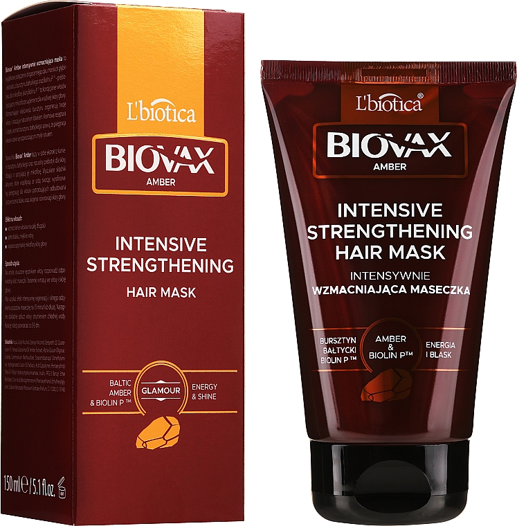 Інтенсивна зміцнювальна маска для волосся - L'biotica Biovax Amber Mask — фото N3