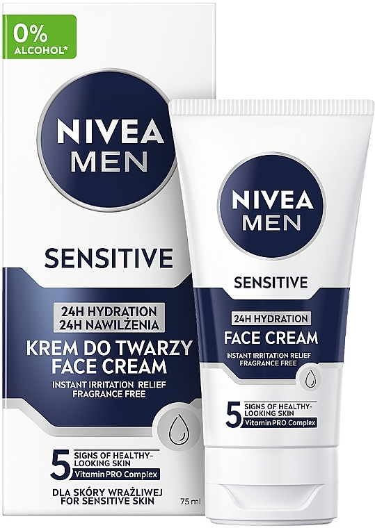 Крем для чувствительной кожи "24-часовое увлажнение" - NIVEA MEN Sensitive Face Cream