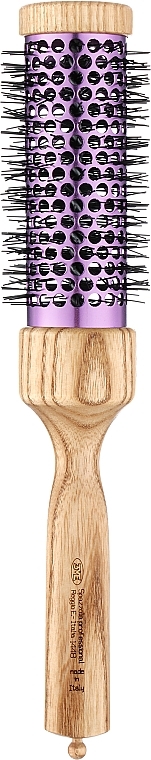 Термобрашинг с деревянной ручкой и нейлоновой щетиной, фиолетовый цилиндр, d56mm - 3ME Maestri Triangolo Thermal Brush — фото N1