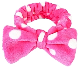 Косметическая повязка на голову розовая в белый горошек - Deni Carte — фото N1