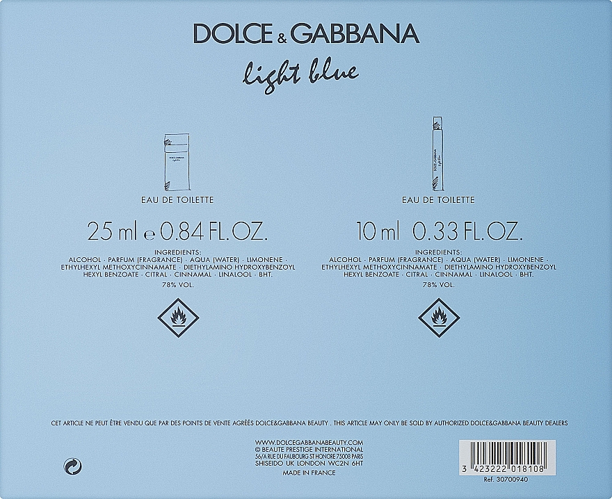 Dolce & Gabbana Light Blue - Набор (edt/25ml + edt/10ml) — фото N4