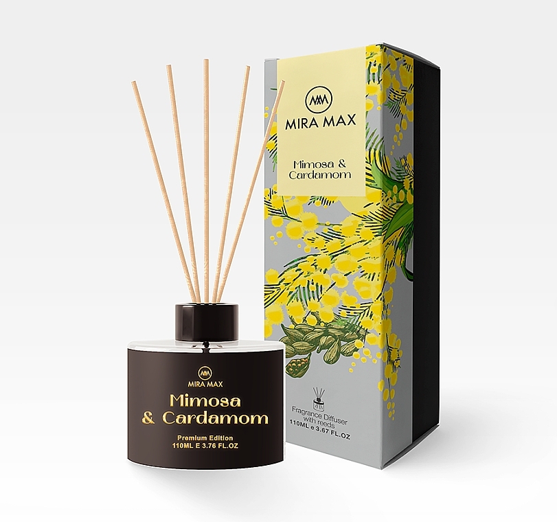 Аромадифузор - Mira Max Mimosa And Cardamom Fragrance Diffuser With Reeds Premium Edition — фото N1