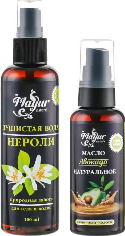Подарочный набор для волос и кожи "Авокадо и нероли" - Mayur (oil/50ml + b/mist/120ml) — фото N1