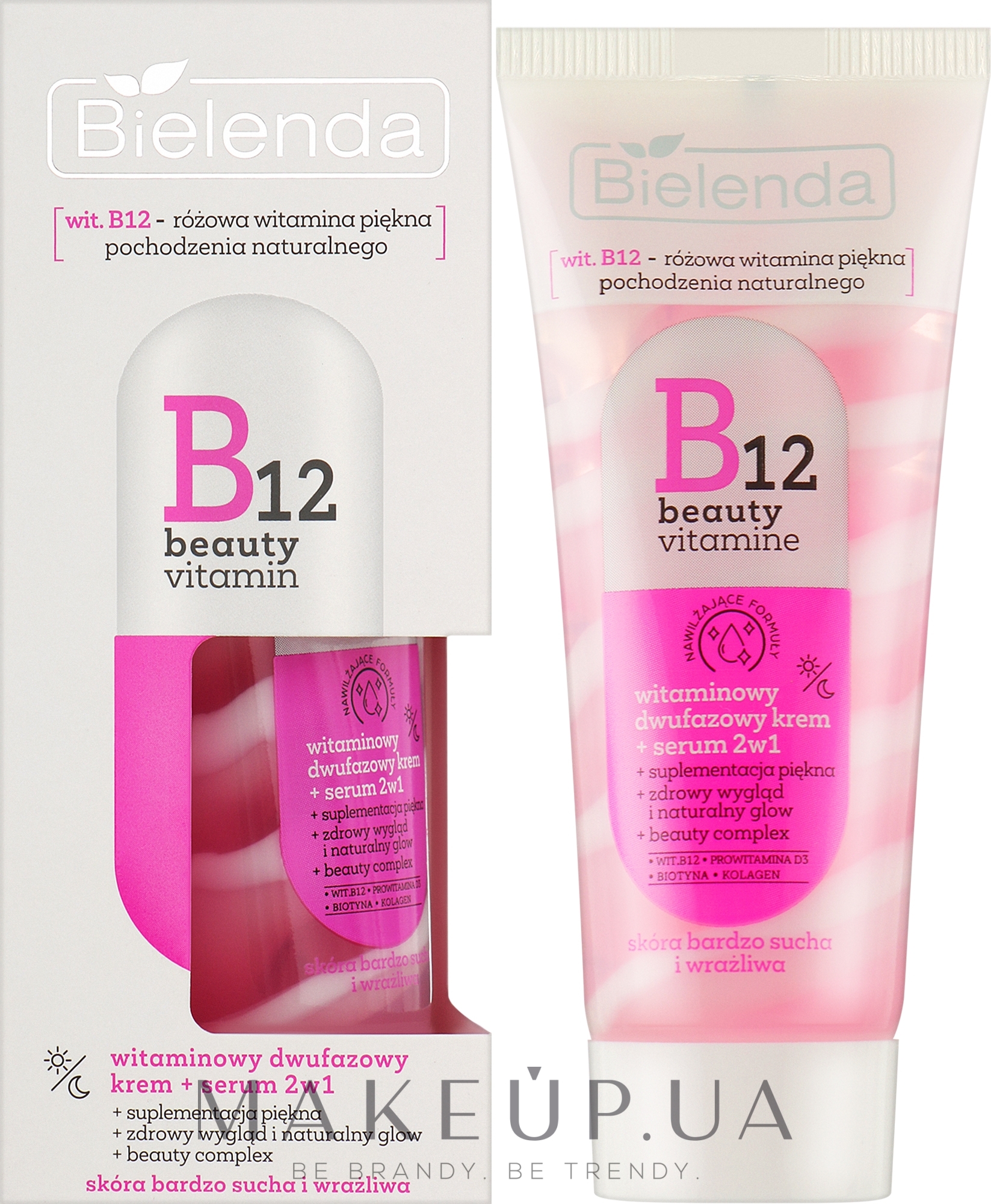 Двофазний крем + сироватка 2 в 1 для обличчя - Bielenda B12 Beauty Vitamin — фото 45g