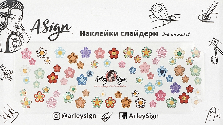 Наклейка-слайдер для нігтів "Квіткові квіточки" - Arley Sign — фото N1