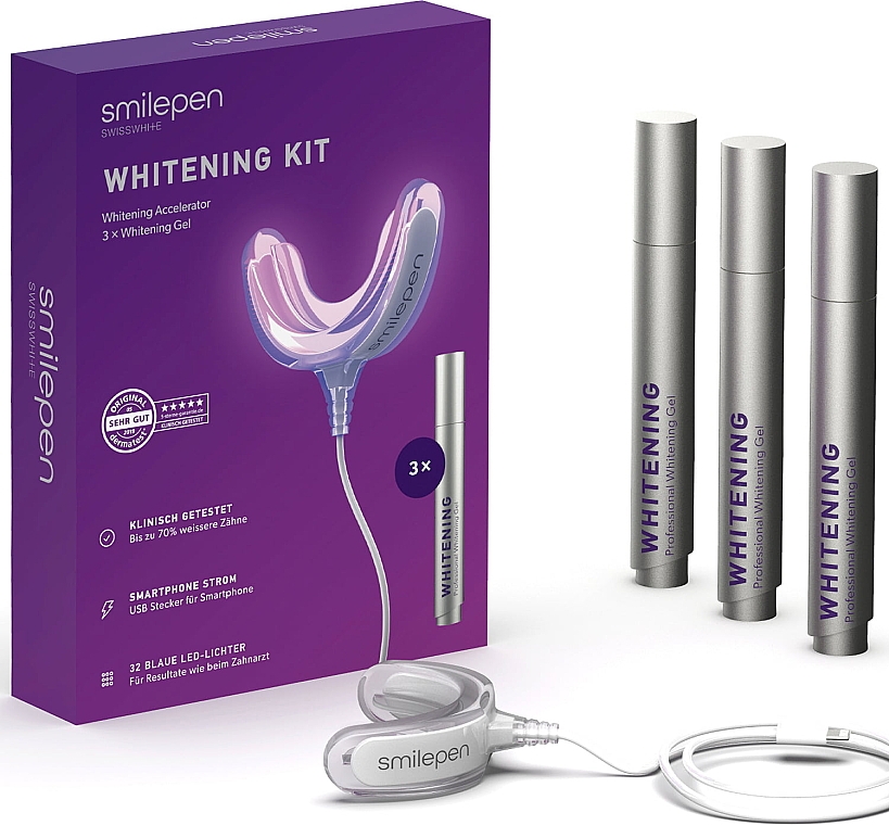 Набір для відбілювання зубів - SwissWhite Smilepen Whitening Kit — фото N1