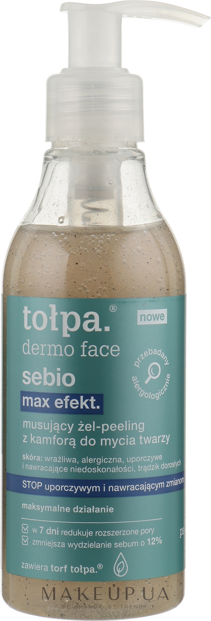 Шипучий гель для умывания - Tolpa Dermo Face Sebio Max Efect Gel-peeling — фото 195ml