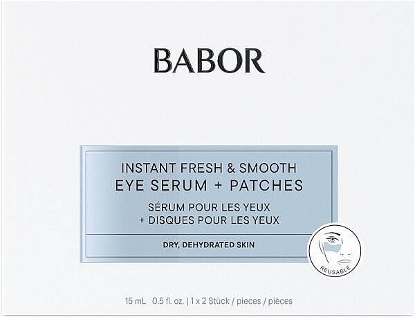 Набір - Babor Instant Fresh & Smooth Eye Serum + Patches — фото N1