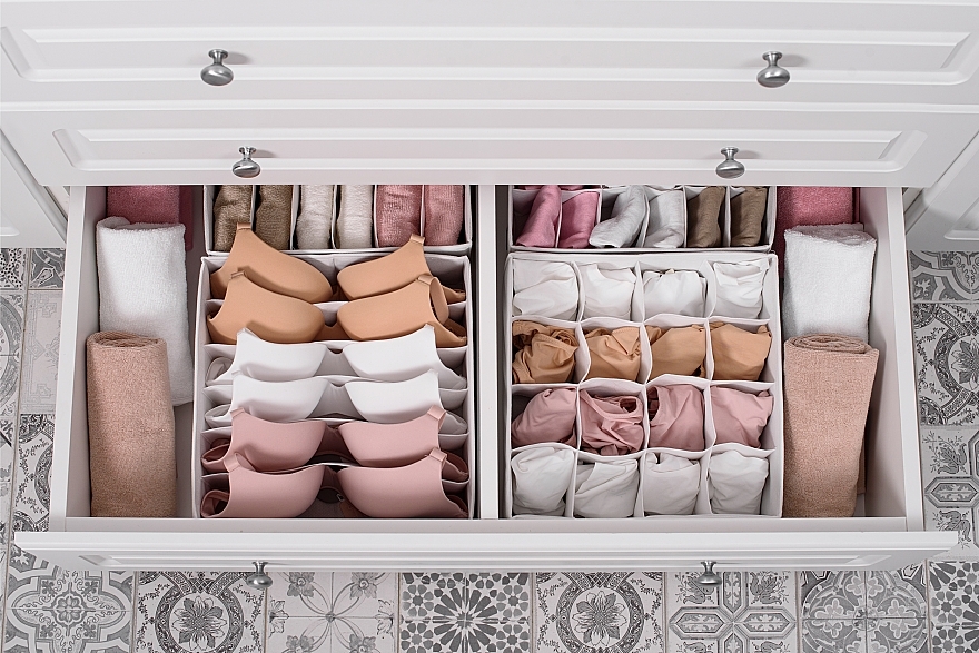 Органайзер для зберігання з 12 комірками, білий 30х30х10 см "Home" - MAKEUP Drawer Underwear Organizer White — фото N4