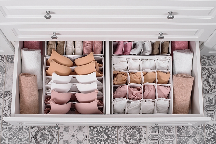 Органайзер для хранения с 12 ячейками, белый 30х30х10 см "Home" - MAKEUP Drawer Underwear Organizer White — фото N4