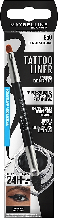 УЦЕНКА Стойкая гелевая подводка для век со щеточкой - Maybelline New York Tattoo Liner * — фото N5