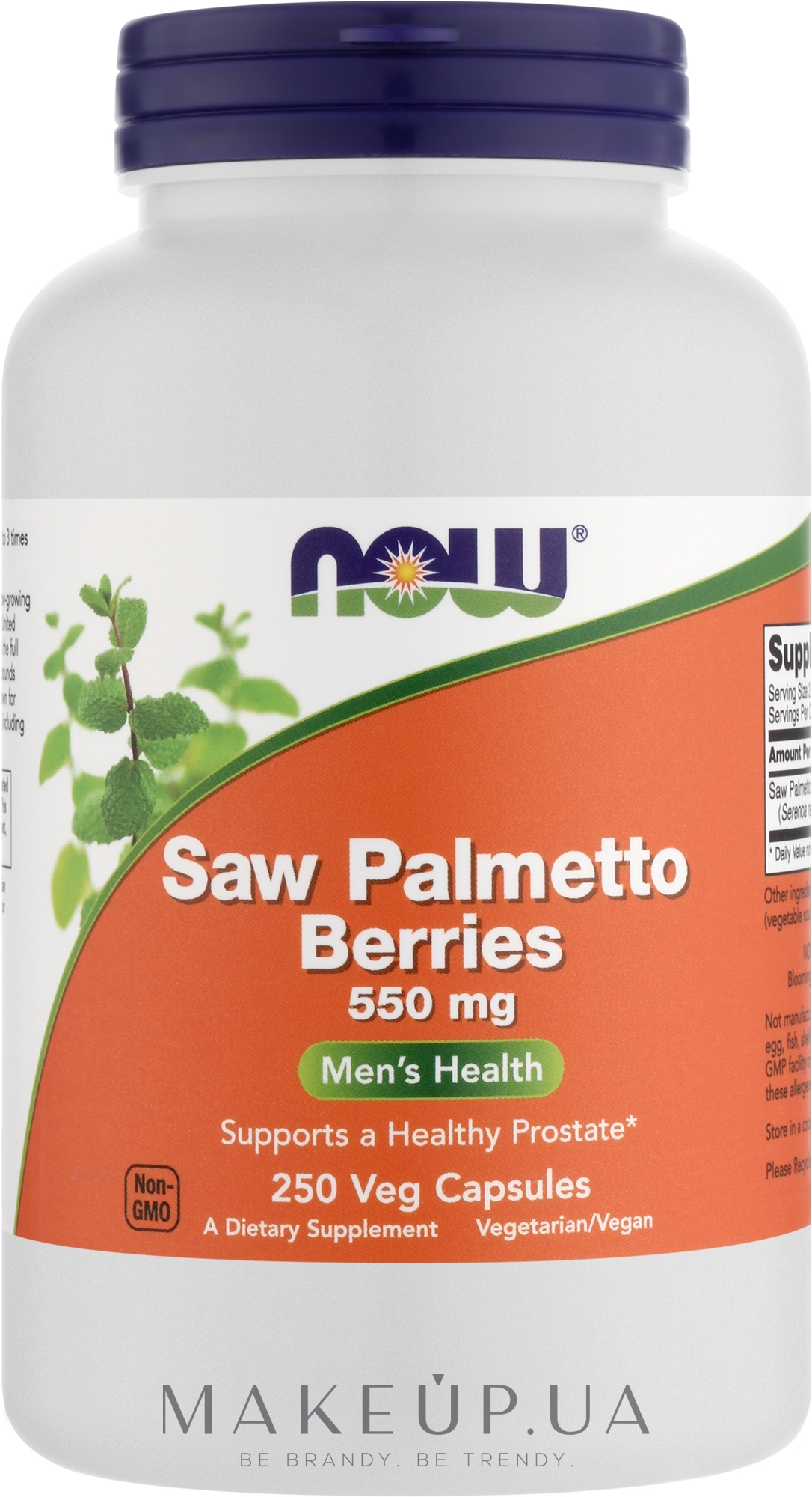 Капсули "Ягоди пальми сереноа", 550 мг - Now Foods Saw Palmetto Berries — фото 250шт
