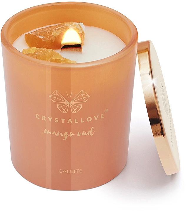 Соєва свічка з кальцитом і манговим удом - Crystallove Soy Candle with Calcite Mango Oud — фото N6