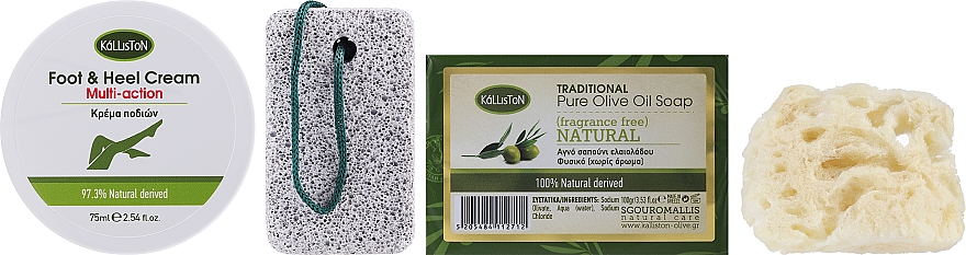 Набор, мыло натуральное - Kalliston (f/cr/75ml + soap/100g + stone/1pc + sponge/1pc) — фото N2