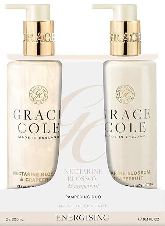 Набор - Grace Cole Nectarine Blossom & Grapefruit Hand Care Duo Set (h/wash/300ml + h/lot/300ml) — фото N1