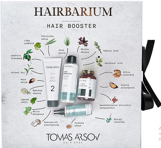 Набор - Tomas Arsov Hairbarium Hair Booster Set (shm/250 ml + h/cond/250 ml + h/spay/110 ml + h/booster/90 pcs) — фото N1
