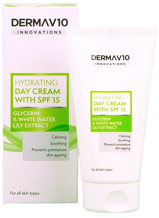 Зволожувальний крем - Derma V10 Innovations Hydrating Day Cream with SPF 15