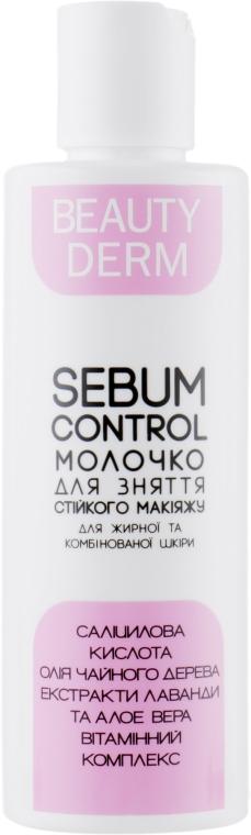 Молочко для снятия макияжа "Для жирной и комбинированной кожи" - Beauty Derm Aqua Control