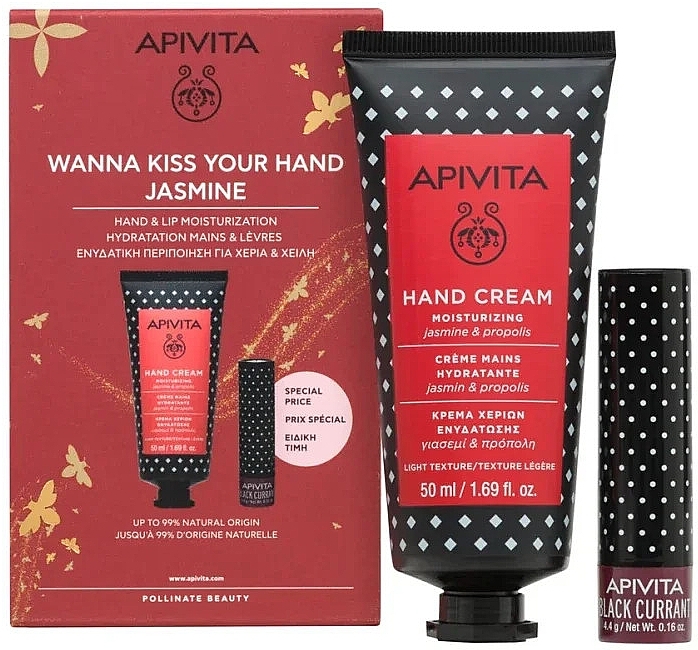 Набор - Apivita Wanna Kiss Your Hand Jasmine (h/cr/50ml + lip/balm/4.4g) — фото N1