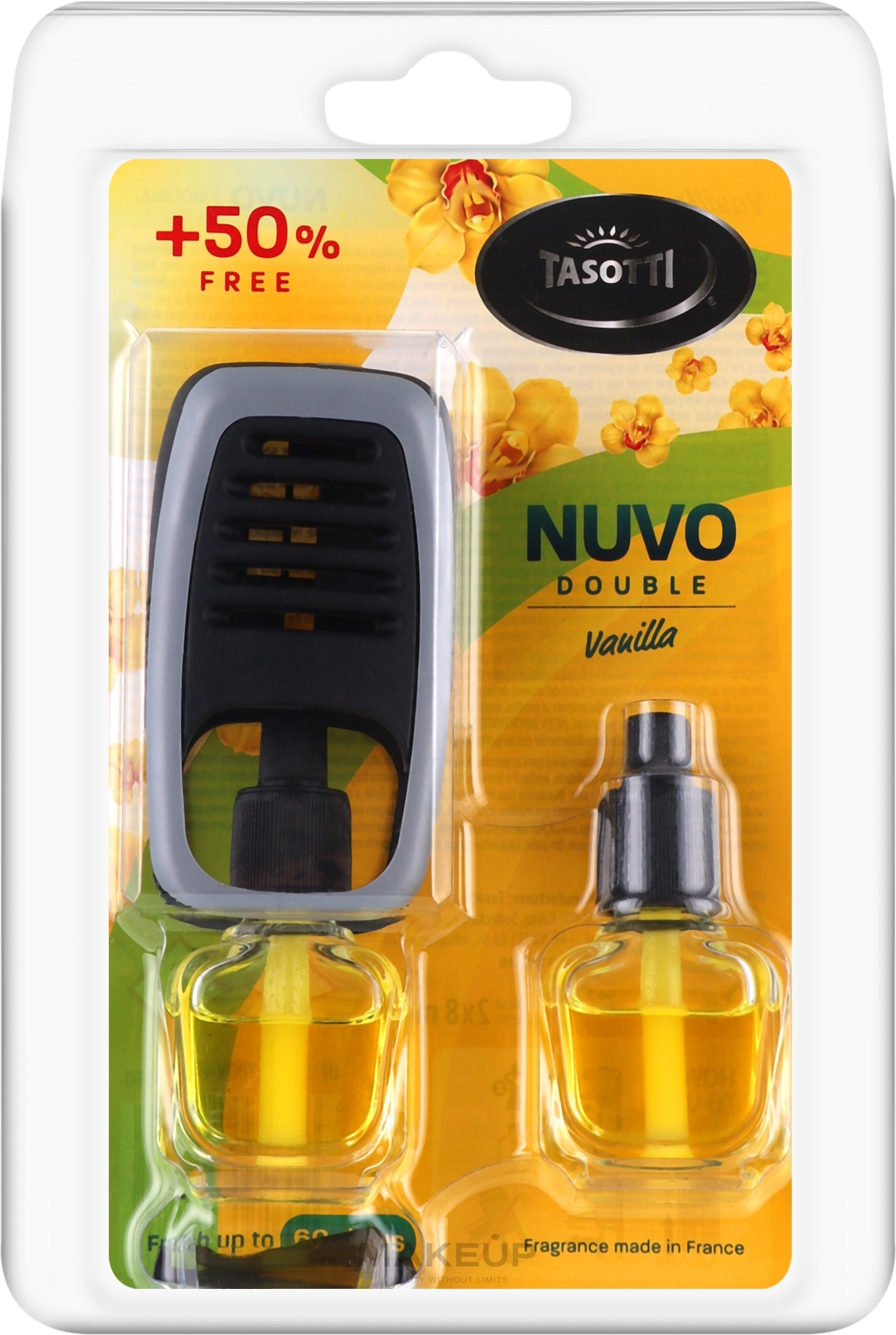 Автомобильный ароматизатор на дефлектор с запаской - Tasotti Nuvo Double Vanilla — фото 8ml