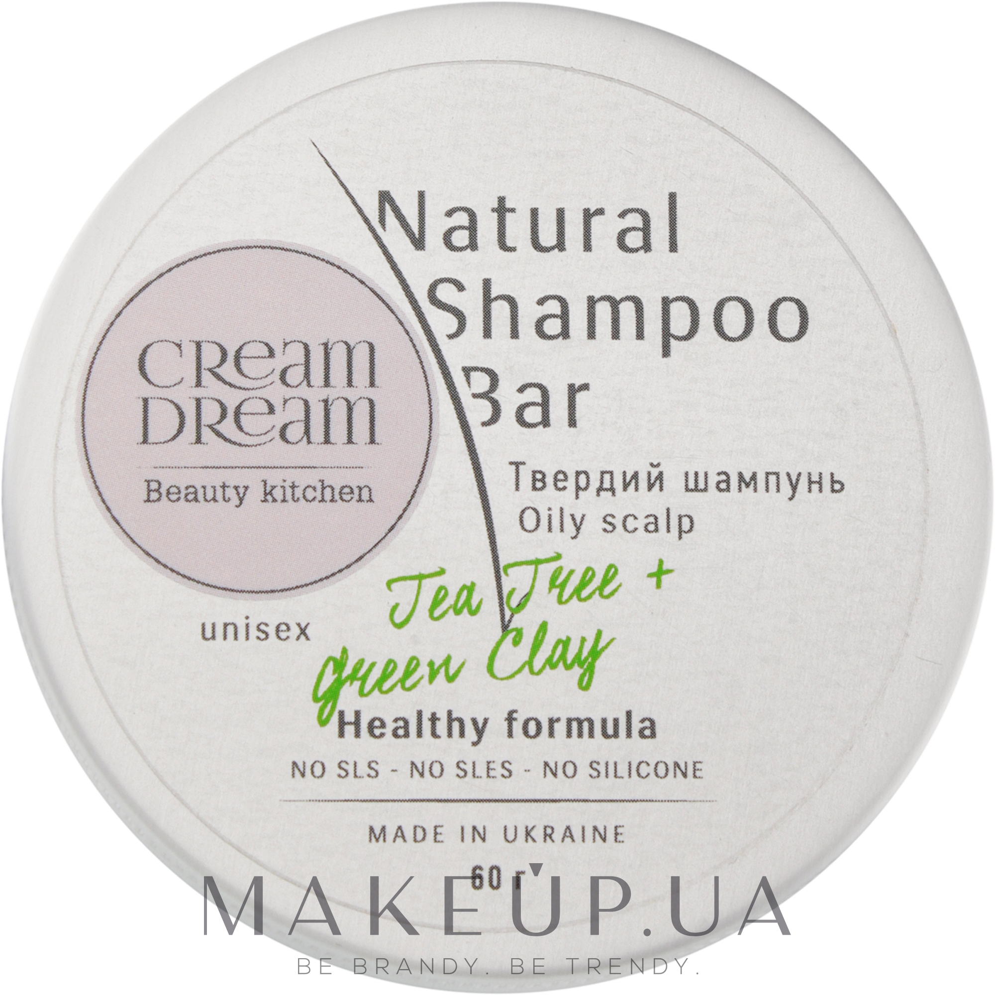Твердий шампунь для жирної шкіри голови із зеленою глиною - Cream Dream beauty kitchen Cream Dream Natural Shampoo Bar — фото 60g