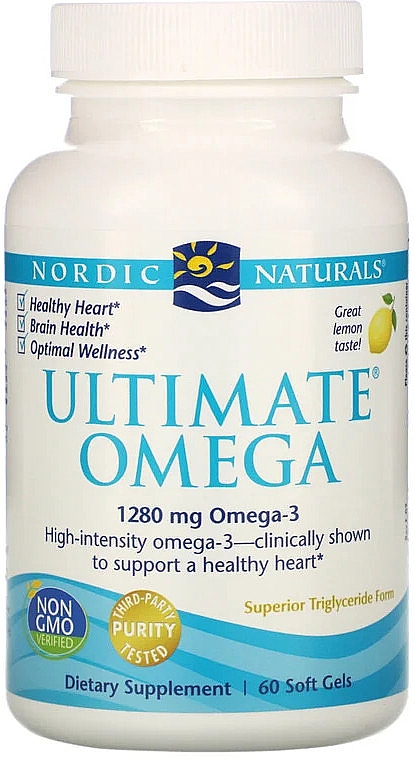 Пищевая добавка в мягких гелевых таблетках "Омега 3", 1280 мг - Nordic Naturals Ultimate Omega Lemon