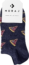 Парфумерія, косметика Бавовняні жіночі шкарпетки "Fast-Food", сіро-сині, піца - Moraj