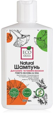 УЦЕНКА Натуральный шампунь для сухих и тонких волос "Гинкго-билоба и хна" - Eco Krasa *
